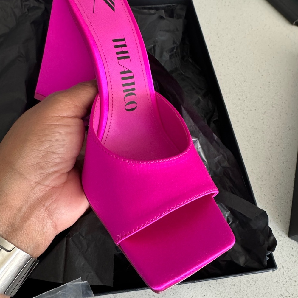 The Attico Devon Fuchsia Block Heel Sandals